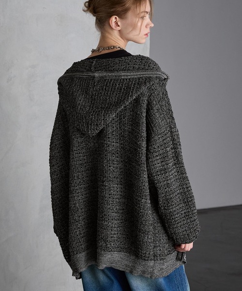 「SERACE」 ニットカーディガン L グレー メンズ_画像4