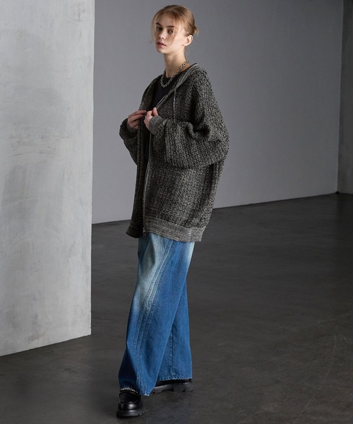 「SERACE」 ニットカーディガン L グレー メンズ_画像8