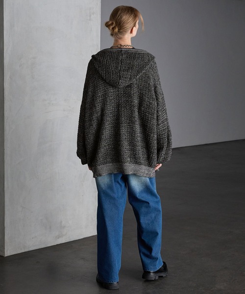 「SERACE」 ニットカーディガン L グレー メンズ_画像9