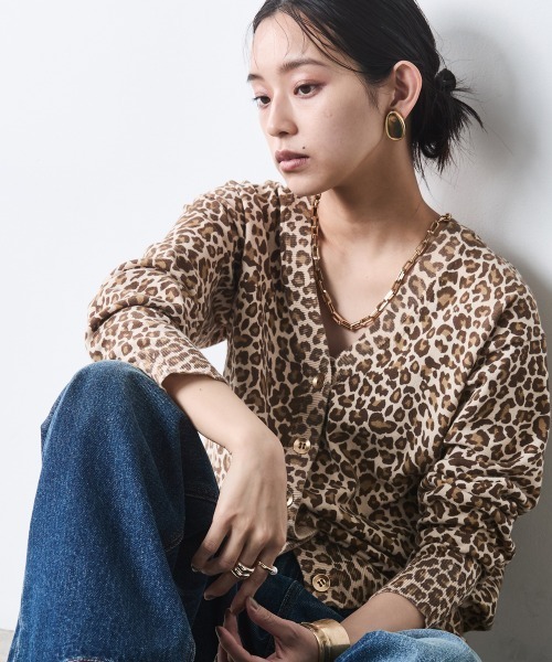 CHIC STYLE（シックスタイル） カーディガン レオパードプリントV