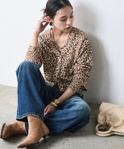 CHIC STYLE（シックスタイル） カーディガン 夏 レオパードプリントV