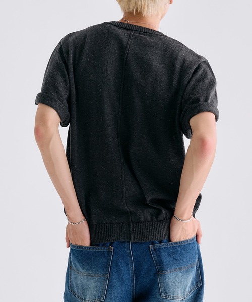 Adoon plain ヘンリーネック tシャツ MELANGE HENRY NECK SUMMER KNIT