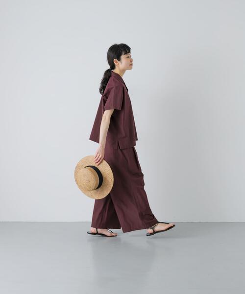 かぐれ ワイドパンツ パンツ コットンサイドタックワイドパンツ