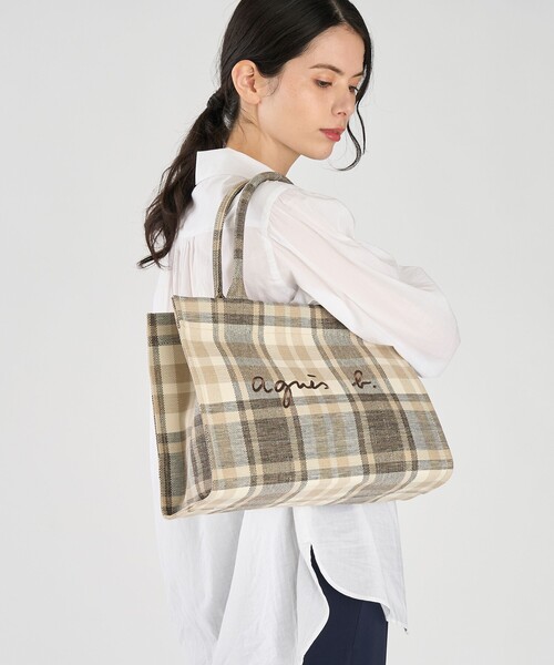 agnes b.（アニエスベー） トートバッグ チェック ラージ トートバッグ