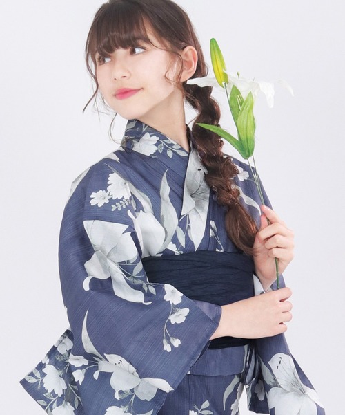 KYOETSU 浴衣 女の子 子供 3点セット( + 帯 下駄 ) レトロC