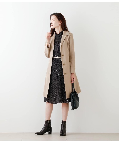 ワンピース ダイヤドットプリント ボウタイ風ワンピース ダイヤドットプリント