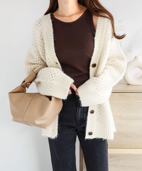 BEAUTY&YOUTH メッシュニット シャツ カーディガン 長袖 アイボリー BEAUTY&YOUTH BY メッシュニット シャツカーディガン
