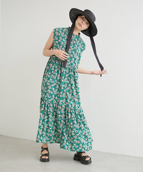 ■未使用品イアパピヨネSUM1 STYLE【定価1.8】花柄ティアードワンピース ear PAPILLONNER（イア パピヨネ） ワンピース 花柄ティアード