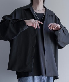シャツ 「cussil/クシル」TRストレッチルーズシルエット2wayオープンカラーロングスリーブシャツ メンズ レディース