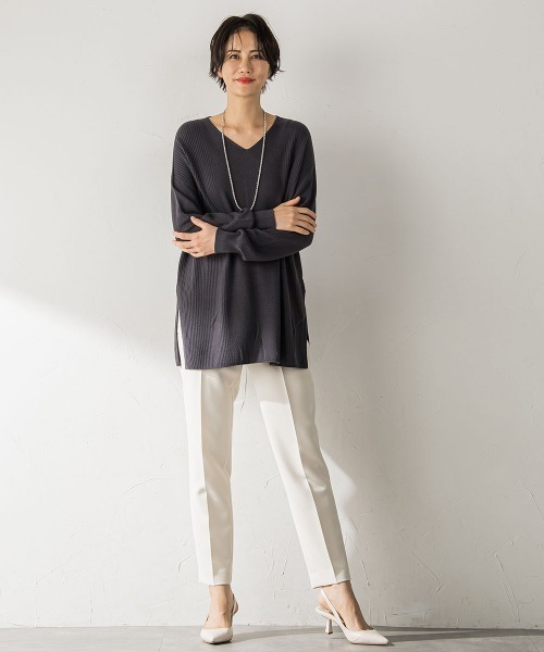 ニット セーター 「洗えるニット」ECOCUWOOL Vネックニットプルオーバー「シワになりにくい」 レディース LAUTREAMONT ニット セーター 「洗えるニット」ECOCUWOOL V