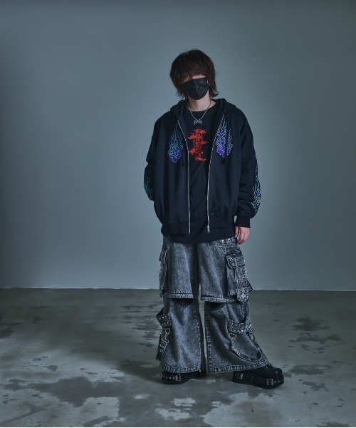 REFLEM パーカー 「REFLEM/レフレム」鬼火刺繍ZIPパーカー