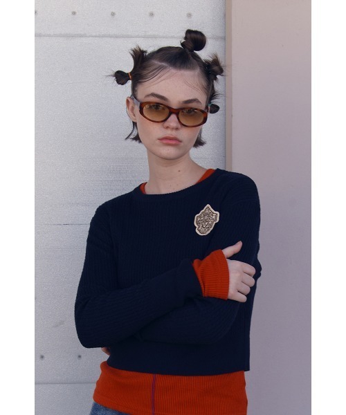 ニット セーター KIRSH EMBLEM WAPPEN ROUND NECK KNIT キルシー エンブレム ワッペン ラウンドネック ニット レデ