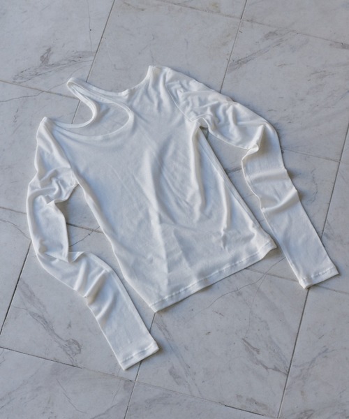 tシャツ CURVE LINE SHEER CUTSEW/カーブラインシアーカットソー レディース