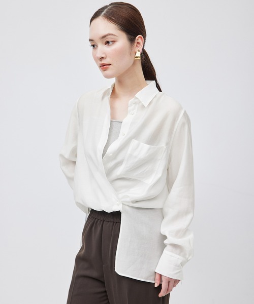 ブラウス シャツ 「NALYA」シルク混２WAYシアーシャツ レディース