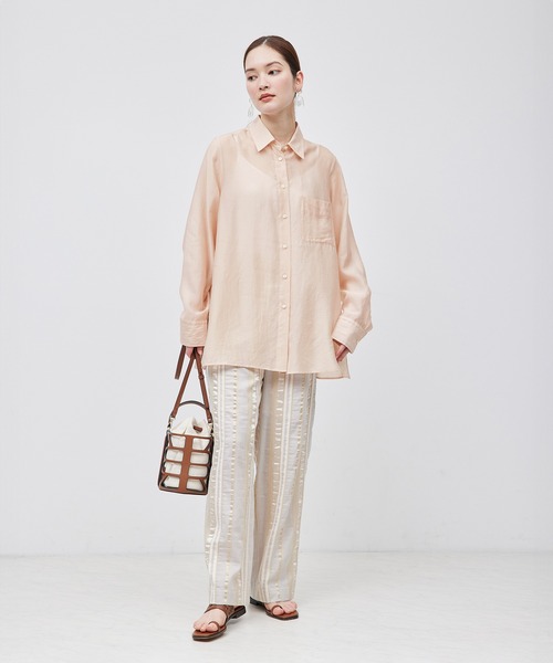 ブラウス シャツ 「NALYA」シルク混２WAYシアーシャツ レディース ROPE' ブラウス シャツ 「NALYA」シルク混2WAYシアーシャツ