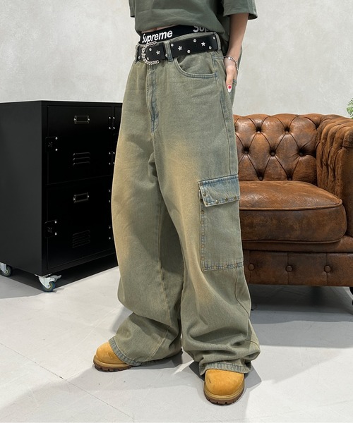 ジーンズ スタッズカーゴデニム メンズ レディース : ZOZOTOWN