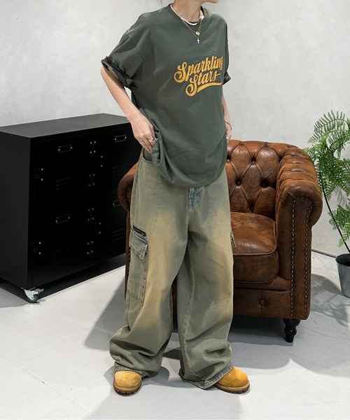 Reputation★スタッズ装飾 カーゴデニム ユニセックス ジーンズ スタッズカーゴデニム メンズ レディース : ZOZOTOWN