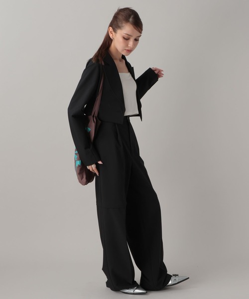 YGG★FOREVER21 サテン purpose ジャケット 黒 M レディース FOREVER21 ジャケット テーラードジャケット 「2024FW