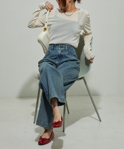 tシャツ ベロアライクシアートップス レディース crie conforto | シアーベロアライクトップス (Tシャツ