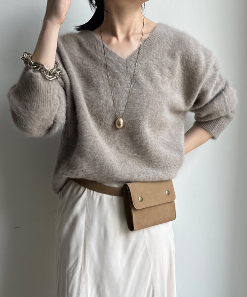 ドゥロワー ＊ふわふわ起毛感 ファーカシミヤ100% ふんわりゆるニット＊ ドゥロワー ＊ふわふわ起毛感 ファーカシミヤ100% ふんわりゆるニット