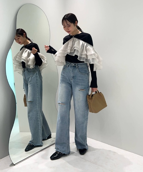 Leja パンツドレス 「LEJA」3wayティアードフリルオールインワン