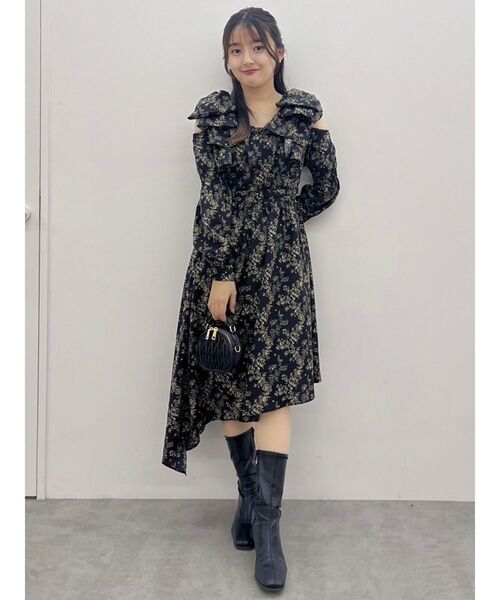 dazzlin（ダズリン） ワンピース リボンショルダーアシンメトリー