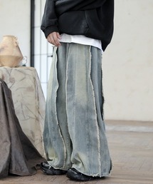MUL リメイクデニムパンツ✨️アルメイファ ジーンズ 「FVLMEN」remake side fringe line wide denim