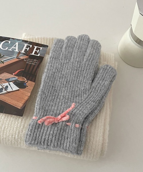 手袋 「M2SUQARED/エムツースクエア」ニットリボングローブ/手袋