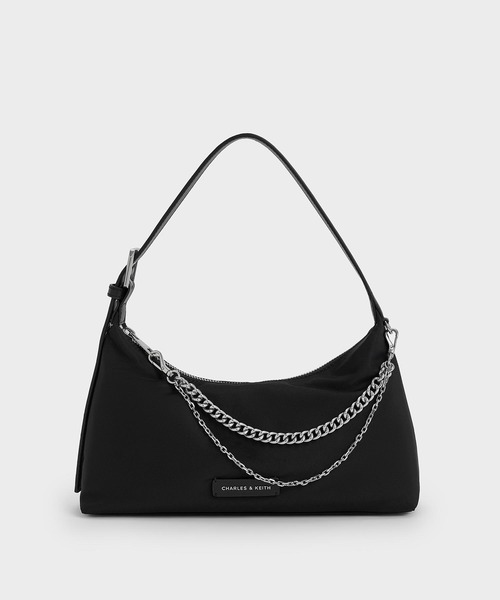 CHARLES & KEITH◆ナイロン チェーンリンクバックパック◆送料込 CHARLES & KEITH ナイロン パッフィーチェーンリンクバック