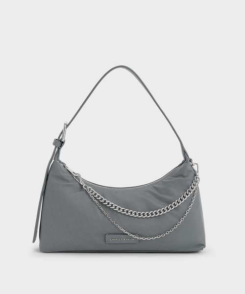 CHARLES & KEITH◆ナイロン チェーンリンク ショルダーバッグ CHARLES ＆ KEITH ショルダーバッグ バッグ ナイロン チェーン