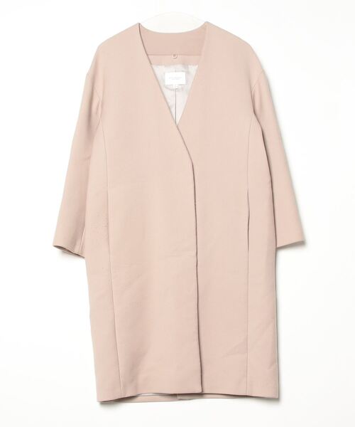 UNITED ARROWS ベージュ ノーカラーコート カシミア混 UNITED ARROWS LTD. OUTLET｜カシミヤ リバー ノーカラーコート