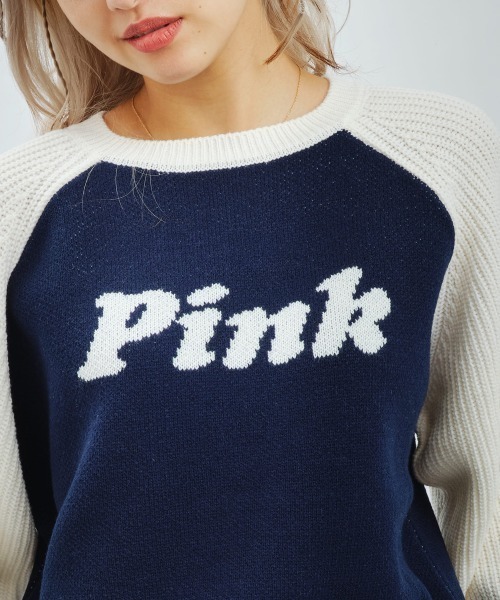 atmos girls ニット セーター pink Raglan Sleeve Knit