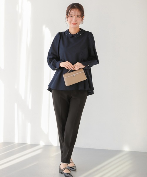 Fit more（フィットモア） ブラウス シャツ パール襟ペプラム長袖 