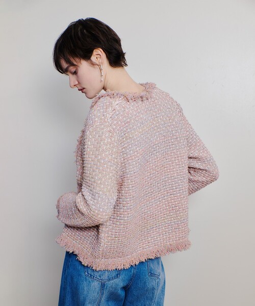 allureville（アルアバイル） カーディガン ミックスツイードニット