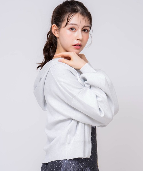 ノエラ Noela ラメニットパーカー （ベージュ） Noela ニット セーター ラメニットパーカー レディース