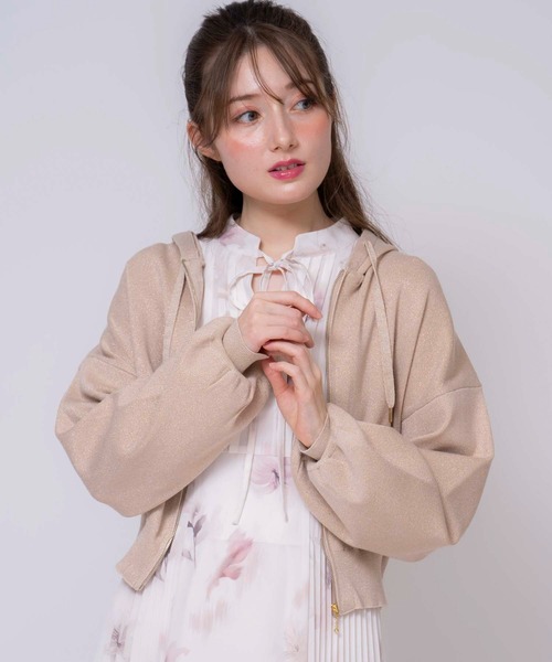 ノエラ Noela ラメニットパーカー （ベージュ） Noela ニット セーター ラメニットパーカー レディース