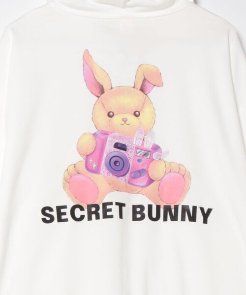 Secret Honey パーカー レースアップポケットバックプリントうさ