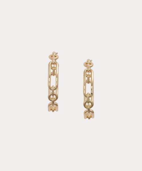 【Ralph Lauren】ラルフローレン チェーン リンク フープピアス ゴールドプレーテッド パヴェ フープ ピアス | ラルフ ローレン