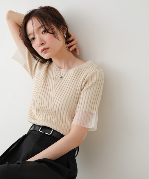 専用:Chacott シアーヨークリブニットトップ2点&amp;Tシャツ Chacott（チャコット）の「☆シアーヨークリブニットトップ（ニット