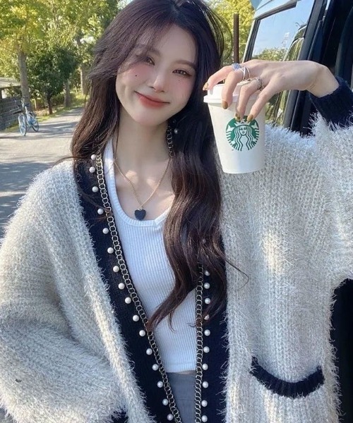 「DIAVEL」 ニットカーディガン M ホワイト レディース_画像2