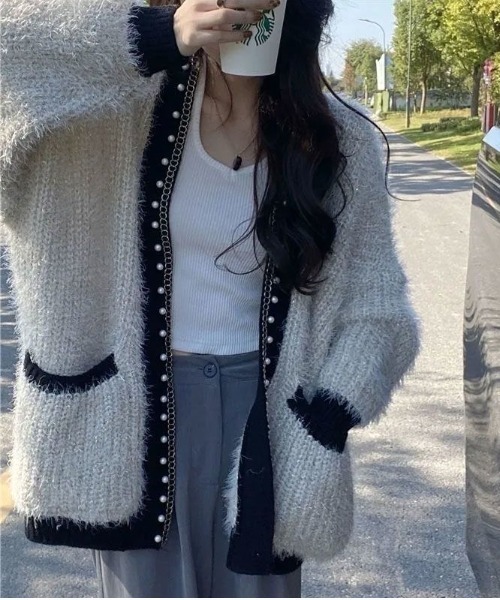 「DIAVEL」 ニットカーディガン M ホワイト レディース_画像4