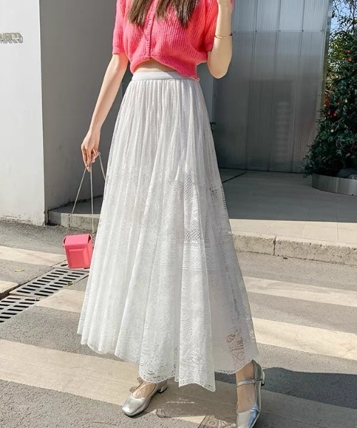 gossip!ロサンゼルス スカート フラワーレース ボリューム フレア
