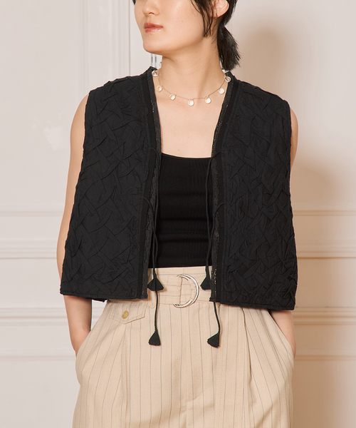 IENA LA BOUCLE ベスト ジレ ジオメトリックタックショート