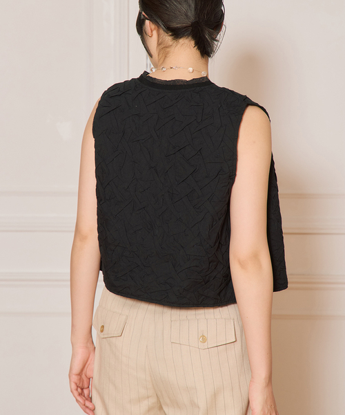 IENA LA BOUCLE ベスト ジレ ジオメトリックタックショート
