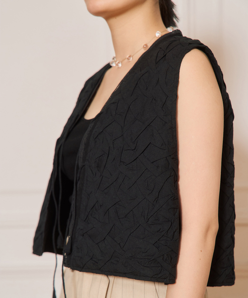 IENA LA BOUCLE ベスト ジレ ジオメトリックタックショート