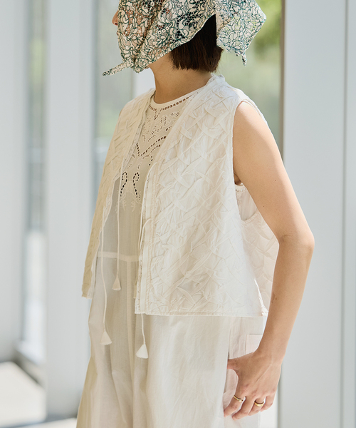 IENA LA BOUCLE ベスト ジレ ジオメトリックタックショート