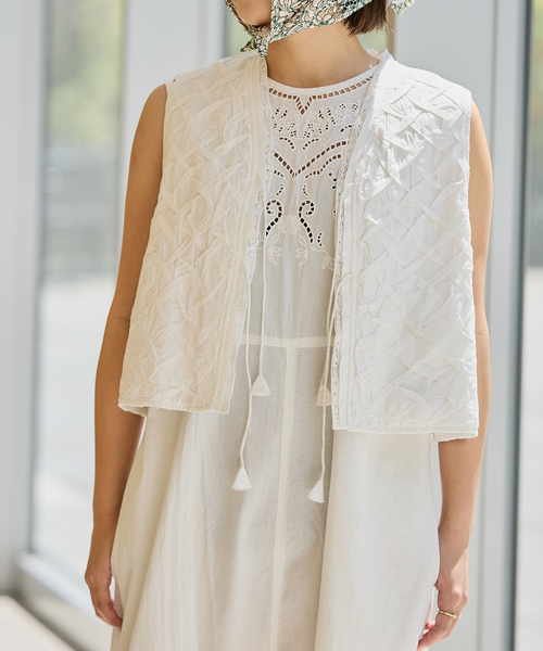 IENA LA BOUCLE ベスト ジレ ジオメトリックタックショート