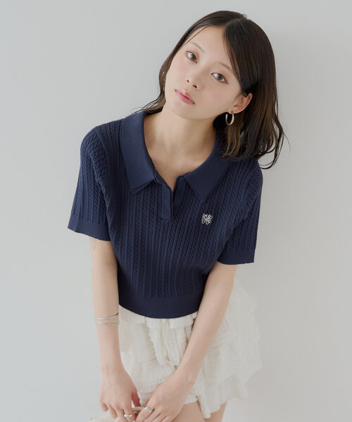 chico ポロニット Chico ニット セーター 「6色展開/セットアップ対応」レイヤード