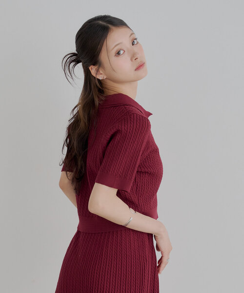 plateau studio【極美品】半袖 ニット 赤 GIRL DRESS FOR NOW トップス レディース 1枚で決まる 半袖