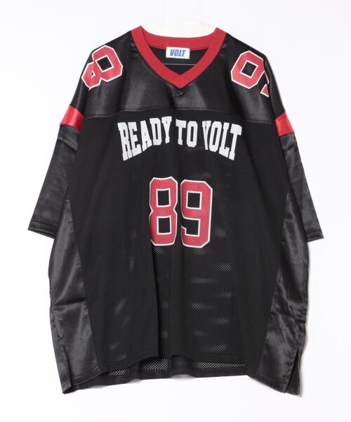 アメリカンフットボールシャツ 08 黒 FootBall Mesh Shirts - フットボールシャツ プリント対応